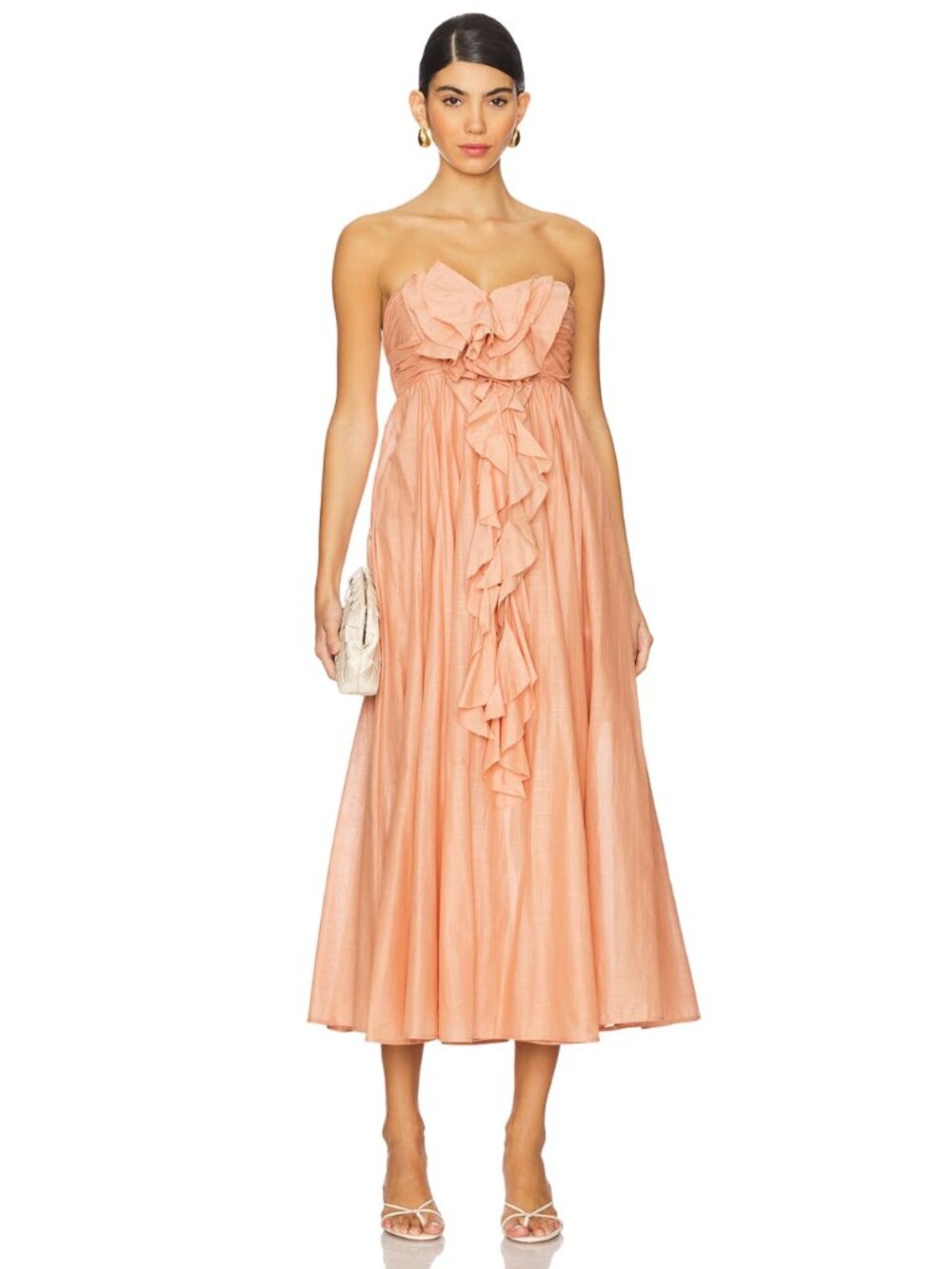 Zimmermann Acacia Ruffle Maxi Dress Pink Strapless Size 0